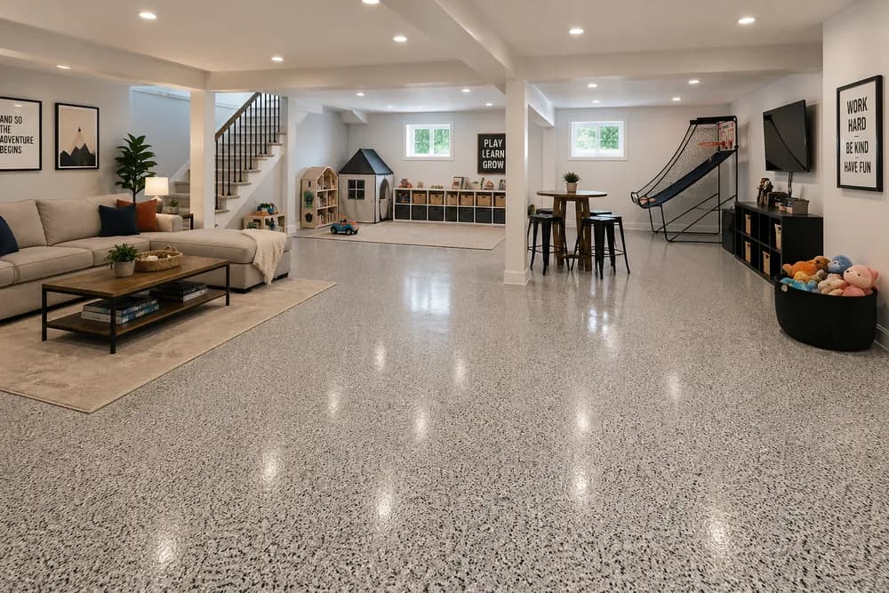 Basement flooring example by Premium Floor Coatings